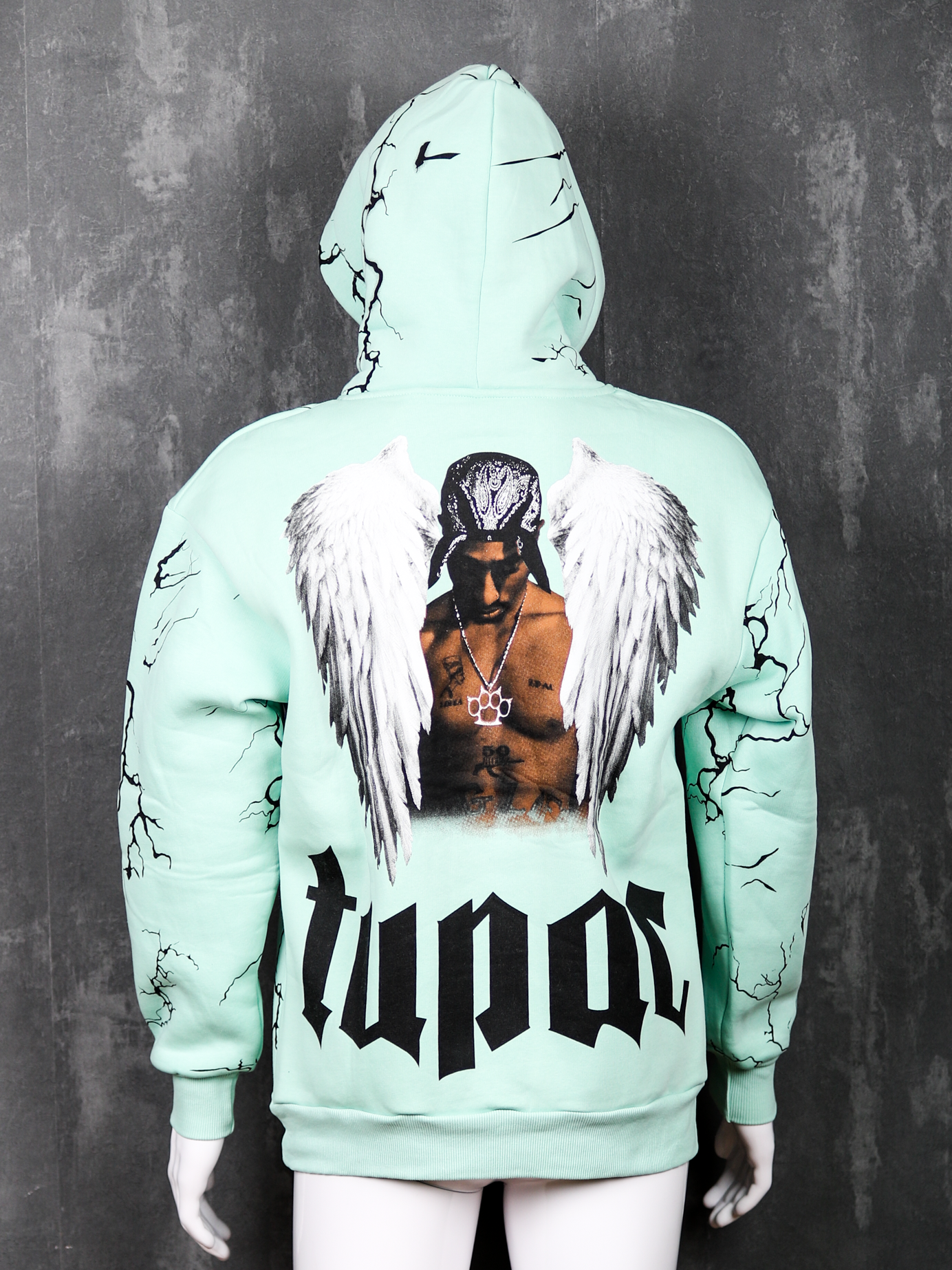 GANGS Tupac AngelWings Lightning Effect Hoodie