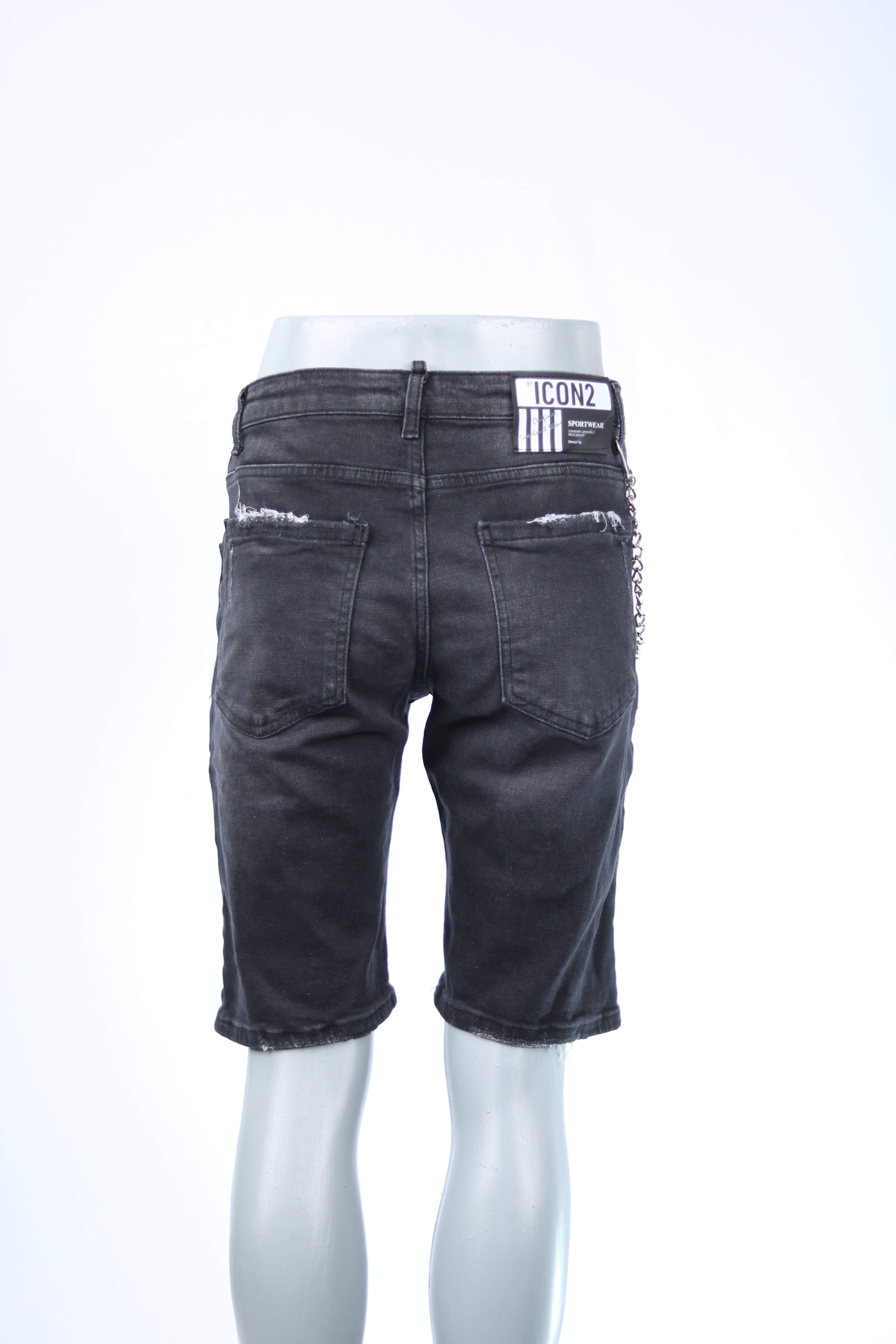 Icon2 Distressed Denim Shorts Black – Slim Fit