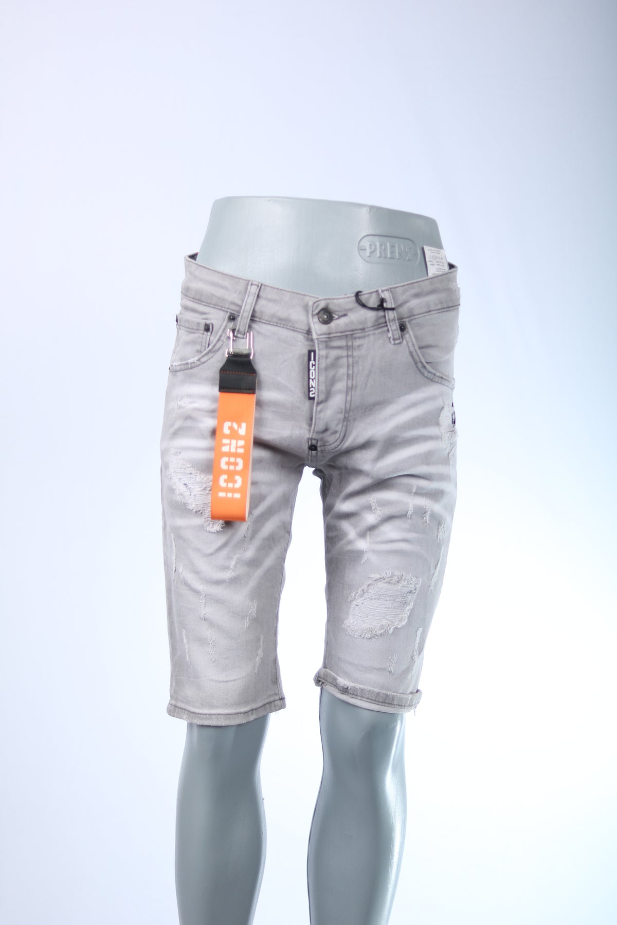 Icon2 Ripped Denim Shorts grau – Slim Fit