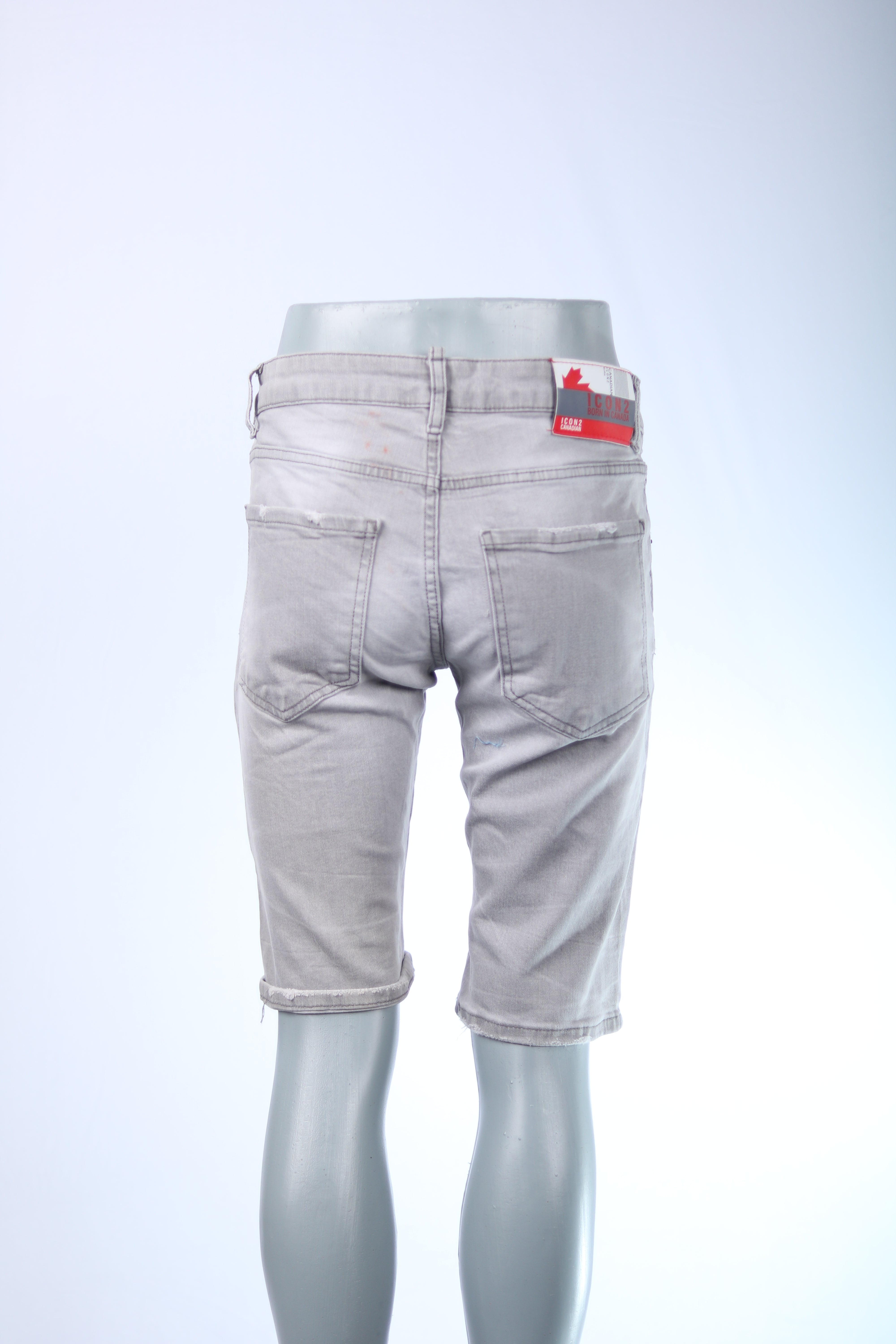 Icon2 Ripped Denim Shorts grau – Slim Fit