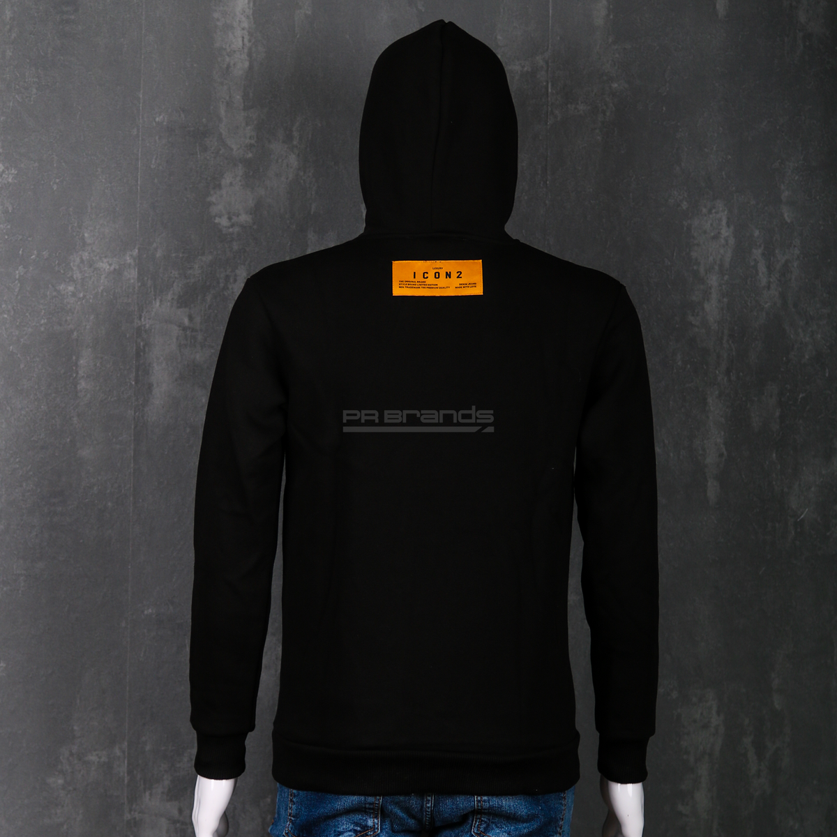 Hoodie Icon 2 – Noir & Gris Badge